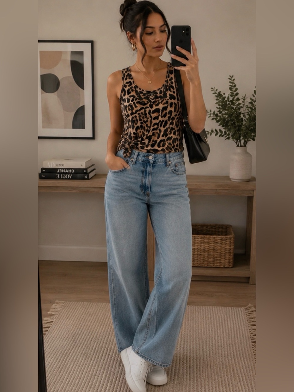 SHEIN Curve Leopard Print Ruched Side Tank Top Size 1XL - Picture 2 of 3